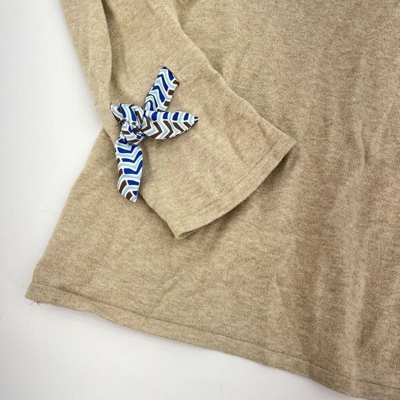 J. McLaughlin Juney Sweater Heather Oatmeal Tan Crew Neck Women’s Large - Picture 2 of 3